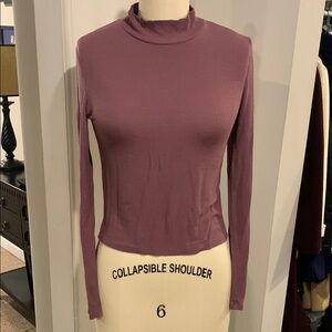 Charlotte Russe Mauve Fitted Long Sleeve Mock Neck
